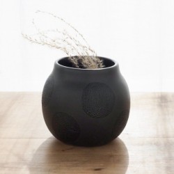 Black matte stoneware vase