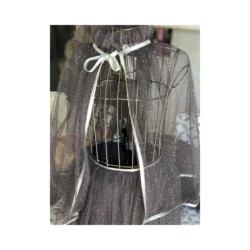 Anthracite and silver glitter sm Tulle CAPE