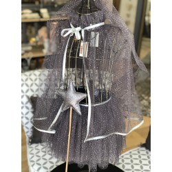 Anthracite and silver glitter sm Tulle CAPE