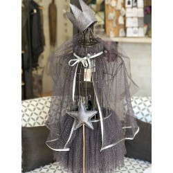 Anthracite and silver glitter sm Tulle CAPE